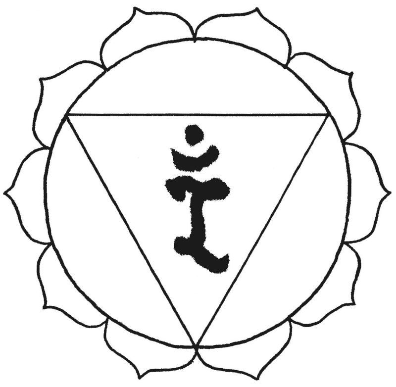 Siddham-Kalligraphie von Dr. Mark Hosak · Dreieck-Lotus-Mandala