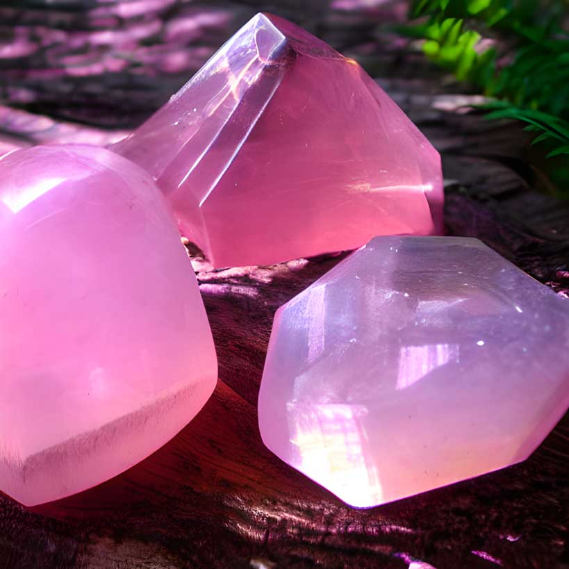 Reiki und Kristalle - Rosenquarz Steine