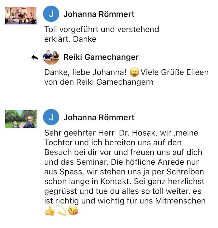 Feedback Shingon Reiki für Mark Hosak & Eileen Wiesmann