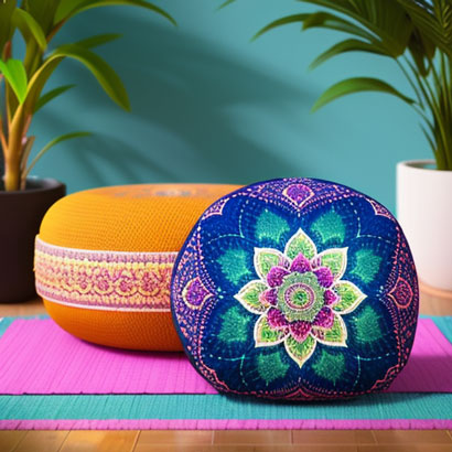 Meditationskissen, Decken und Matten sind wichtige Hilfsmittel bei vielen Meditationshaltungen