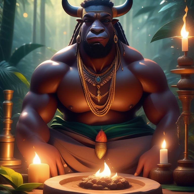 Guédé Bossou steht im Voodoo für die  Verbundenheit mit der Natur. 🌿🐂