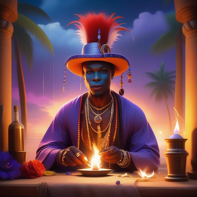 Energetische Verschmelzung: Das Wesen von Baron Samedi spüren und folgen im Voodoo.
